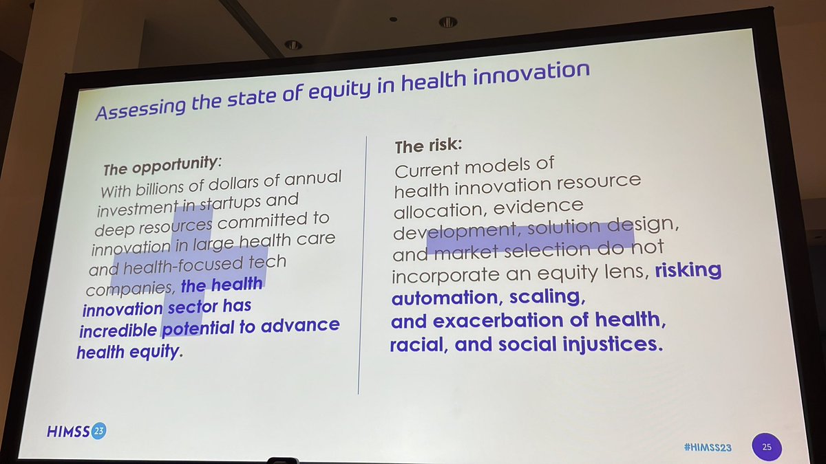 Assessing the state of equity in #HealthTech innovation. Need to reimagine innovation through the men’s of those who’ve been excluded. #HealthEquity