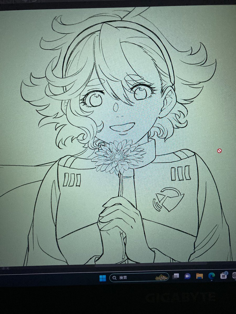 線画までは可愛く描けた気がする。塗り…塗りは…ちょっとベタ塗りしたらコレじゃない感強くなってしまったよねえ。 