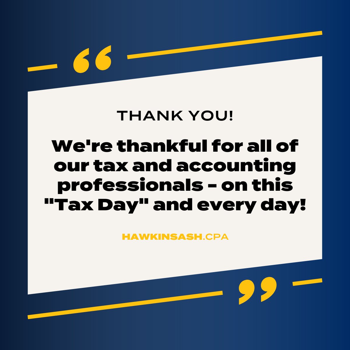 HawkinsAshCPAs's tweet photo. Today marks the end of the 2023 regular filing season. A big thanks goes out to our entire team for their tireless efforts!

#taxday #tax https://t.co/U6DdydZZ5k
