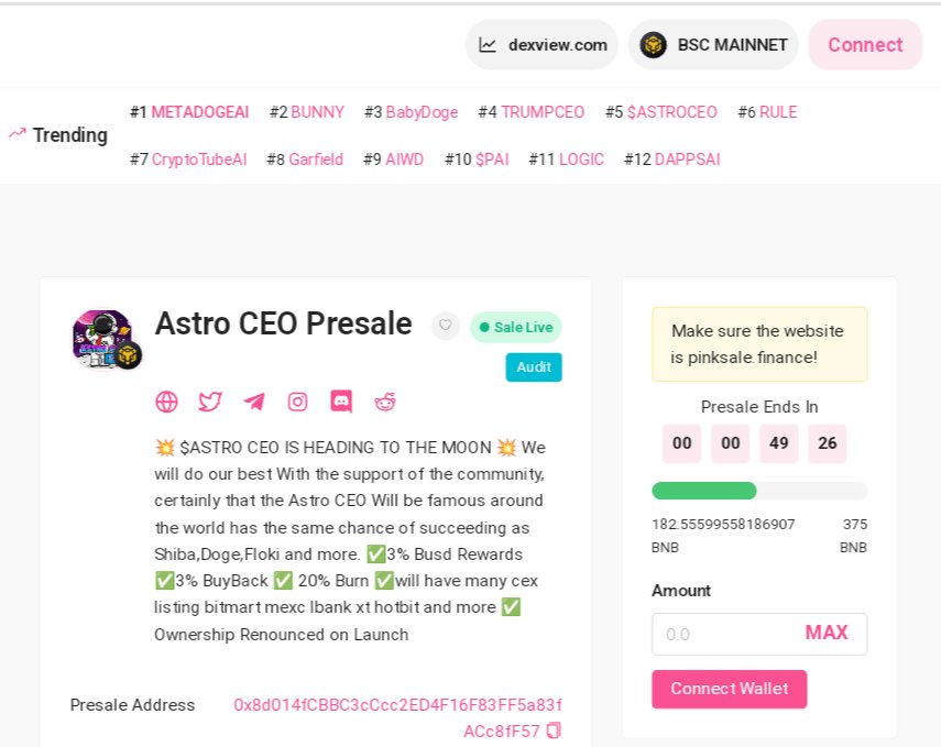 Just 49 minutes left in presale 
Grab a bag &amp; get an early entry as you won't see this price again

pinksale.finance/launchpad/0x8d…