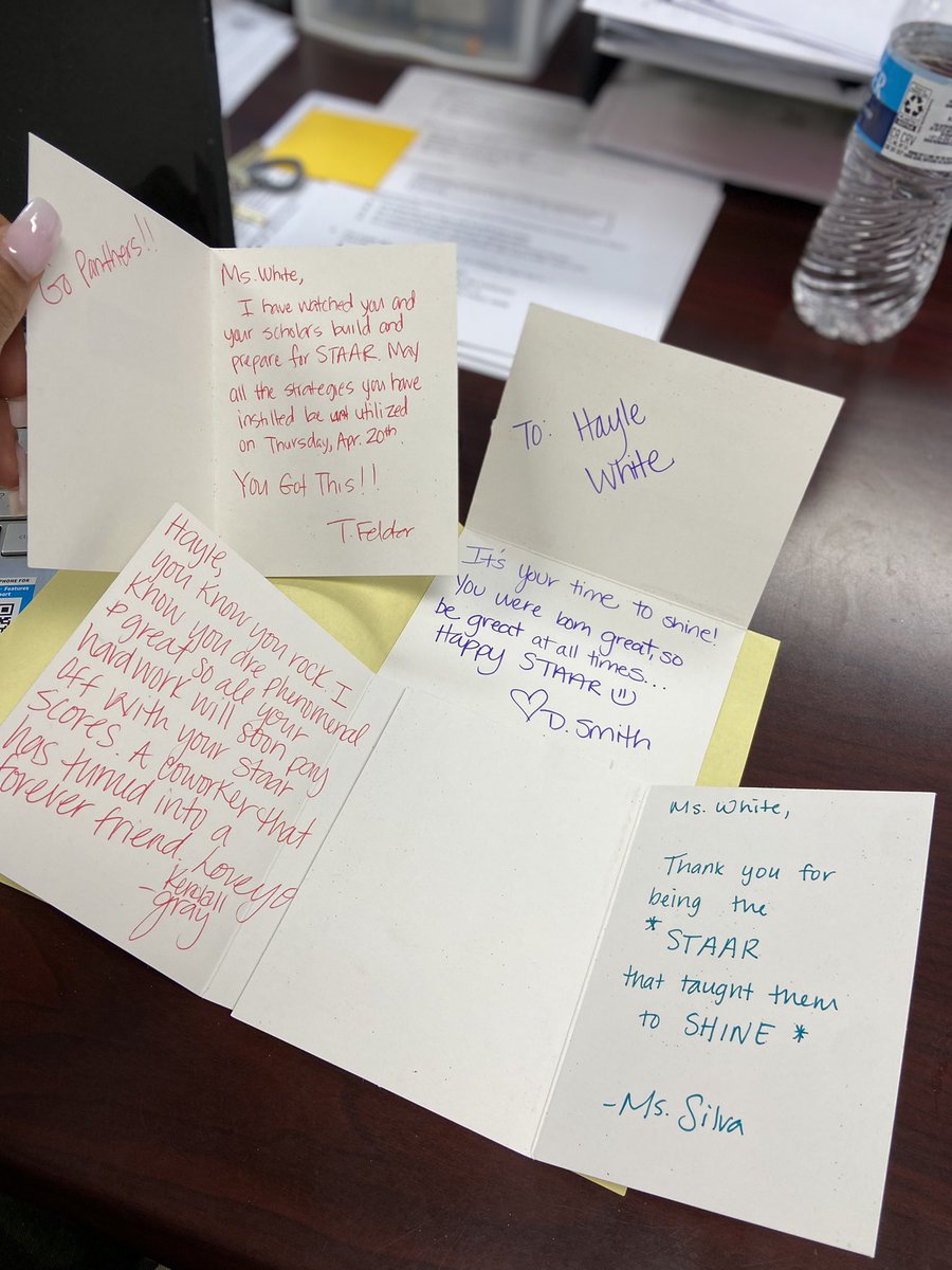 MsWhite_26's tweet photo. As we prepare for our RLA STAAR, my teacher family has sent nothing but encouraging words my way. I love this extended family 🫶🏽❤️ https://t.co/V4vchcgS7r