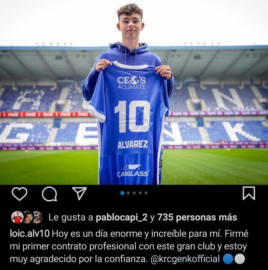 🇧🇪🇪🇸 Loïc Álvarez (08) firma su primer contrato profesional con el Genk.