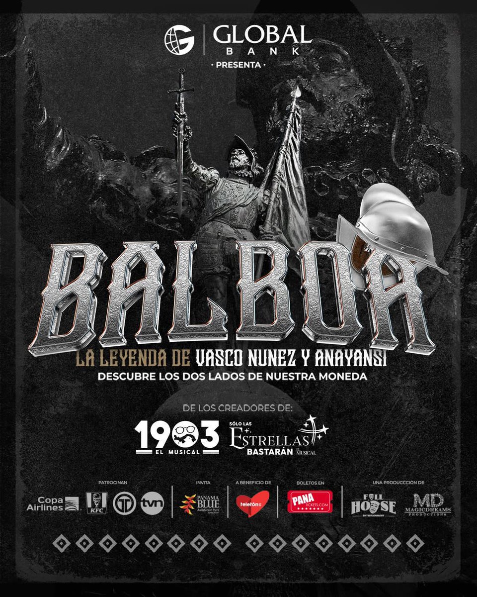 Balboa es el nombre que, sin notarlo, más repetimos en Panamá

Para unos es héroe, para otros un villano genocida

¿Conocemos bien en Panamá siquiera una parte de la historia?

En @balboaelmusical vas a descubrir LAS DOS CARAS de Nuestra Moneda

Boletos en tinyurl.com/balboa23
