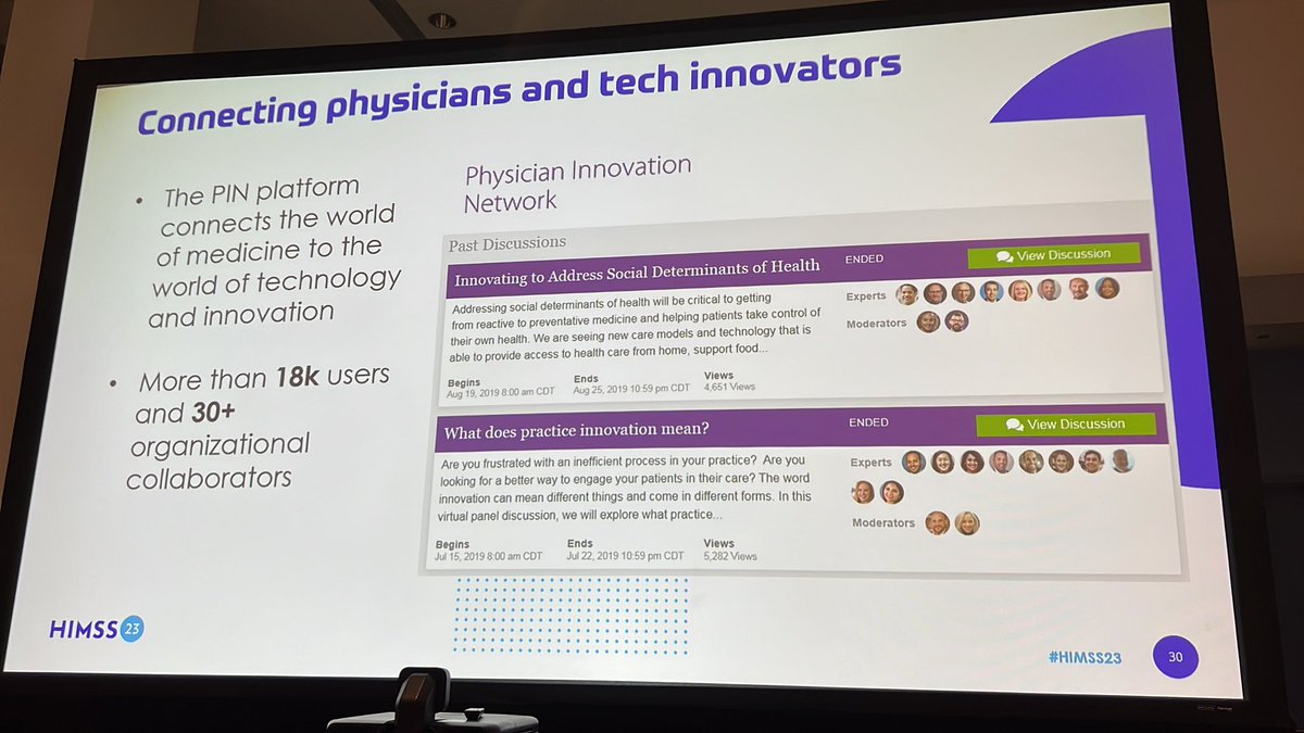 The -#AMAs Physician Innovation Network platform integrates the clinical voice in tech development. 18,000 active users putting their minds together to build better products! #HealthEquity #HIMSS23 #HIMSS2023