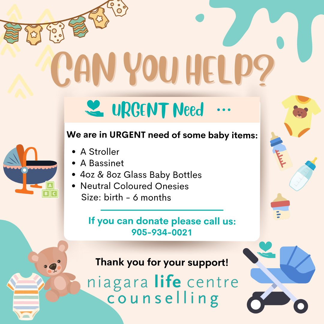 Can you Help? 👀 

#nlc #help #hope #healing #babyneeds #mentalhealthmatters #counselling #ourhomestc #niagara #niagararegion #ontario #canada #needhelp #pleasedonate #community #communityminded #nonprofit #babyitems