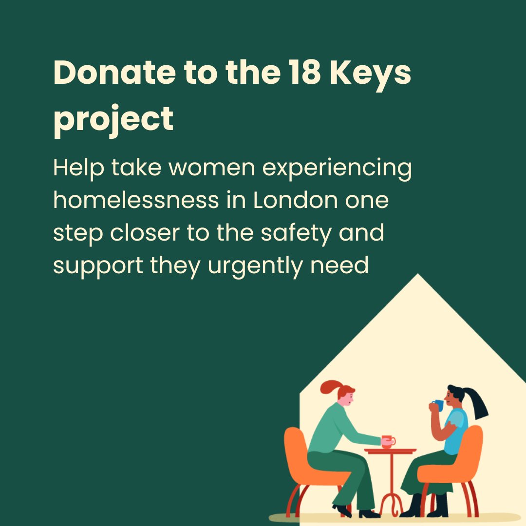 18_keys's tweet photo. Every night a woman lives without shelter is a night of incredible vulnerability. 

Can you imagine not having a place to sleep? Help London's women experiencing homelessness find security by making a donation.  

Together, we can reach our £1.8m goal.   https://t.co/lQLBpBo82H https://t.co/Eb0JCp9aCm