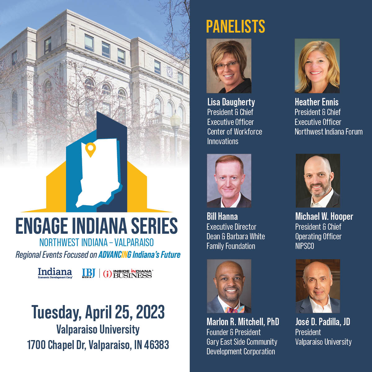 Today is the last day to register for Engage - Northwest Indiana!

Join us, the <a href="/IBJnews/">IBJ News</a> and <a href="/IIB/">Inside INdiana Business</a> on April 25 at <a href="/ValpoU/">Valparaiso University</a> as we discuss regional and statewide business trends with local leaders. ibj.com/events/2023/en…