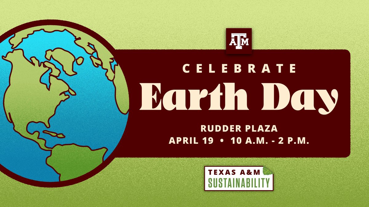 🌎🌱 Join <a href="/SustainableTAMU/">Texas A&M University Office of Sustainability</a> tomorrow in Rudder Plaza from 10 a.m. - 2 p.m. for prizes, student groups, community partners, departments, and guests celebrating Earth Day and sustainability at #TAMU!