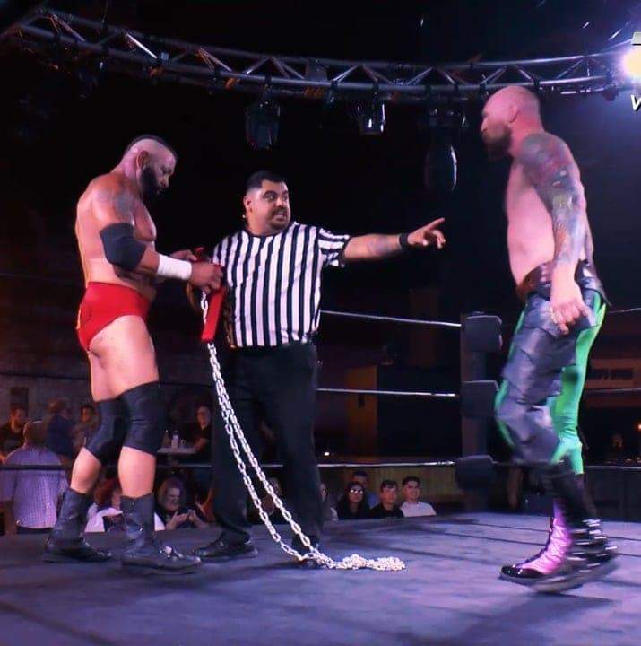 TxWrestlnReview's tweet photo. One of the most brutal matches at @TSWPlus was the match between @IvanWarsaw and @RDoggRodneyMack #tswplus #texaswrestling #tsw #DogCollarMatch #Wrestling #ProWrestling #RefLife https://t.co/D4smkuQ1ya