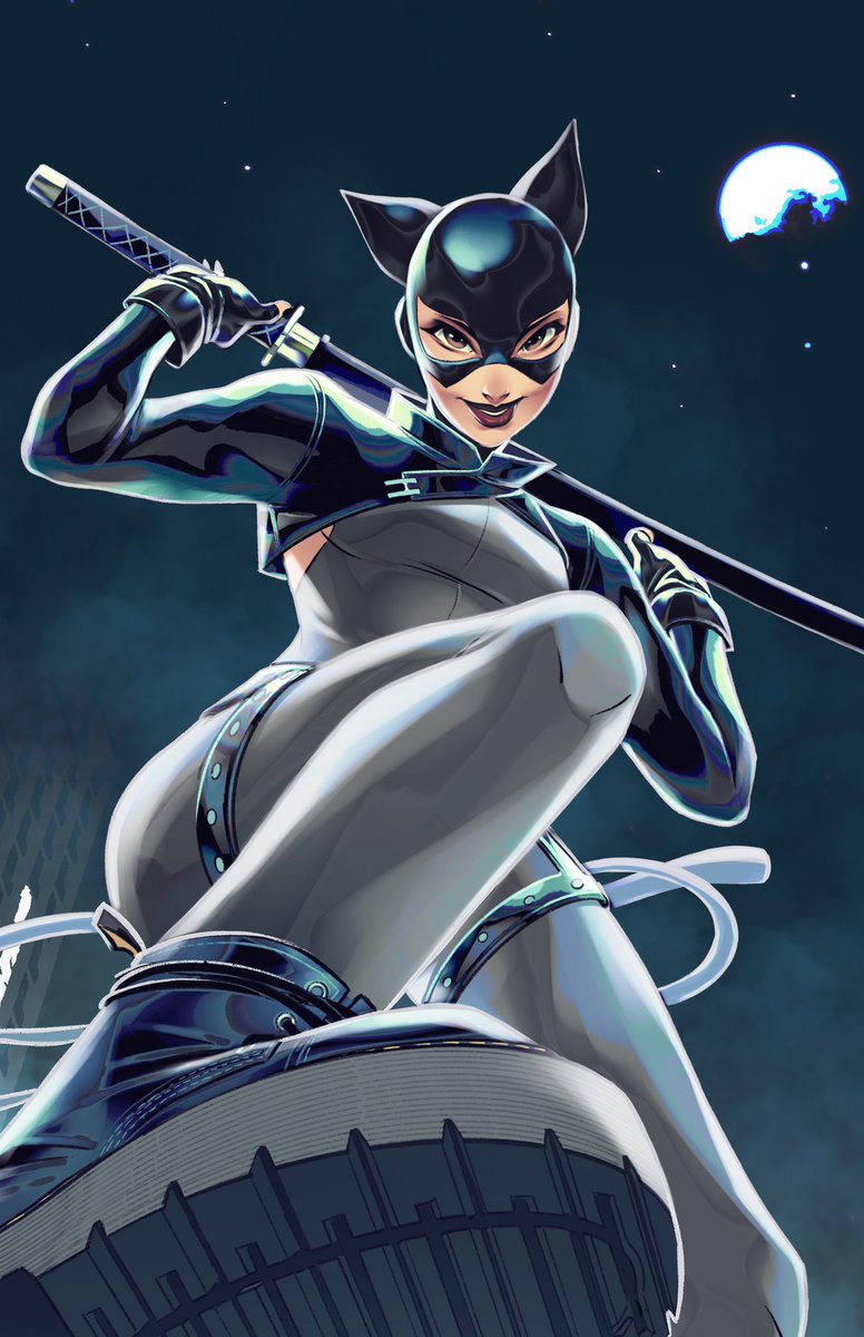 Variant cover for Catwoman #54 is out today! 🐈‍⬛ 🐈‍⬛ 

Written by Tini Howard 
Interiors by <a href="/NicoLeon_/">Nico Leon</a> 
Colors by <a href="/VeronicaGandini/">Veronica Gandini</a>