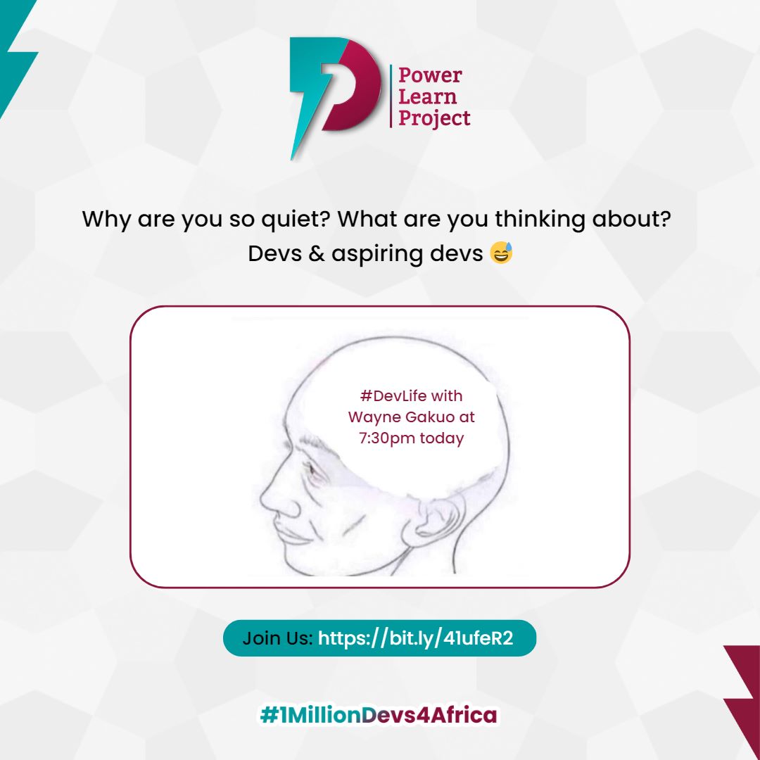 plpcommunity's tweet photo. We are excited about our upcoming #DevLifeSeries space with the one and only @wayne_gakuo🤩

Join us as at today 7.30pm EAT we engage on #TechCommunities and how they shape one's tech journey😌🔥

🔗https://t.co/yX6uUk0zdB

#1MillionDevs4Africa #SoftwareDeveloper #TwitterSpace https://t.co/fvpKhvKJXe