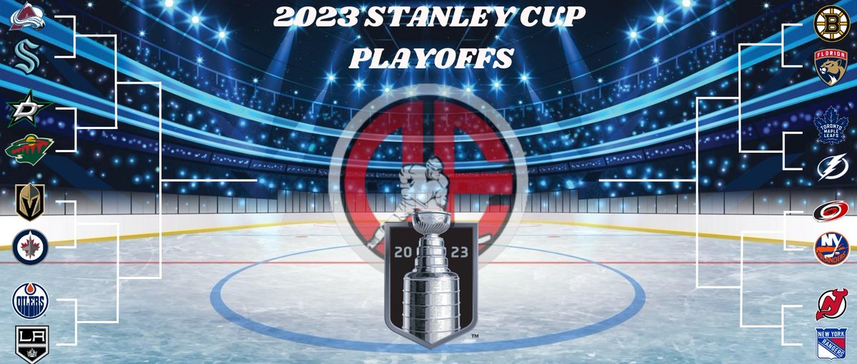 Offsides_Hockey's tweet photo. Here is our 2023 @StanleyCup playoffs bracket! Who do you think will get the prestigious trophy at tge end of the line? #NHL #NHLPlayoffs #StanleyCup #StanleyCupPlayoffs https://t.co/hVXvjTonwt