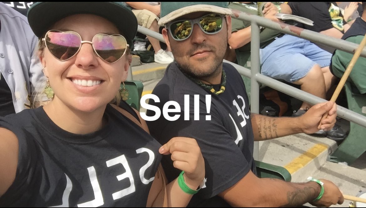 michelle_oakfan's tweet photo. May need to see if I still have this “SELL” shirt from 2015 for the reverse boycott on June 13th 🤔. #FisherOut #StopBlamingUs #SELL #RespectOaklandBaseball https://t.co/fuVmKiihCG