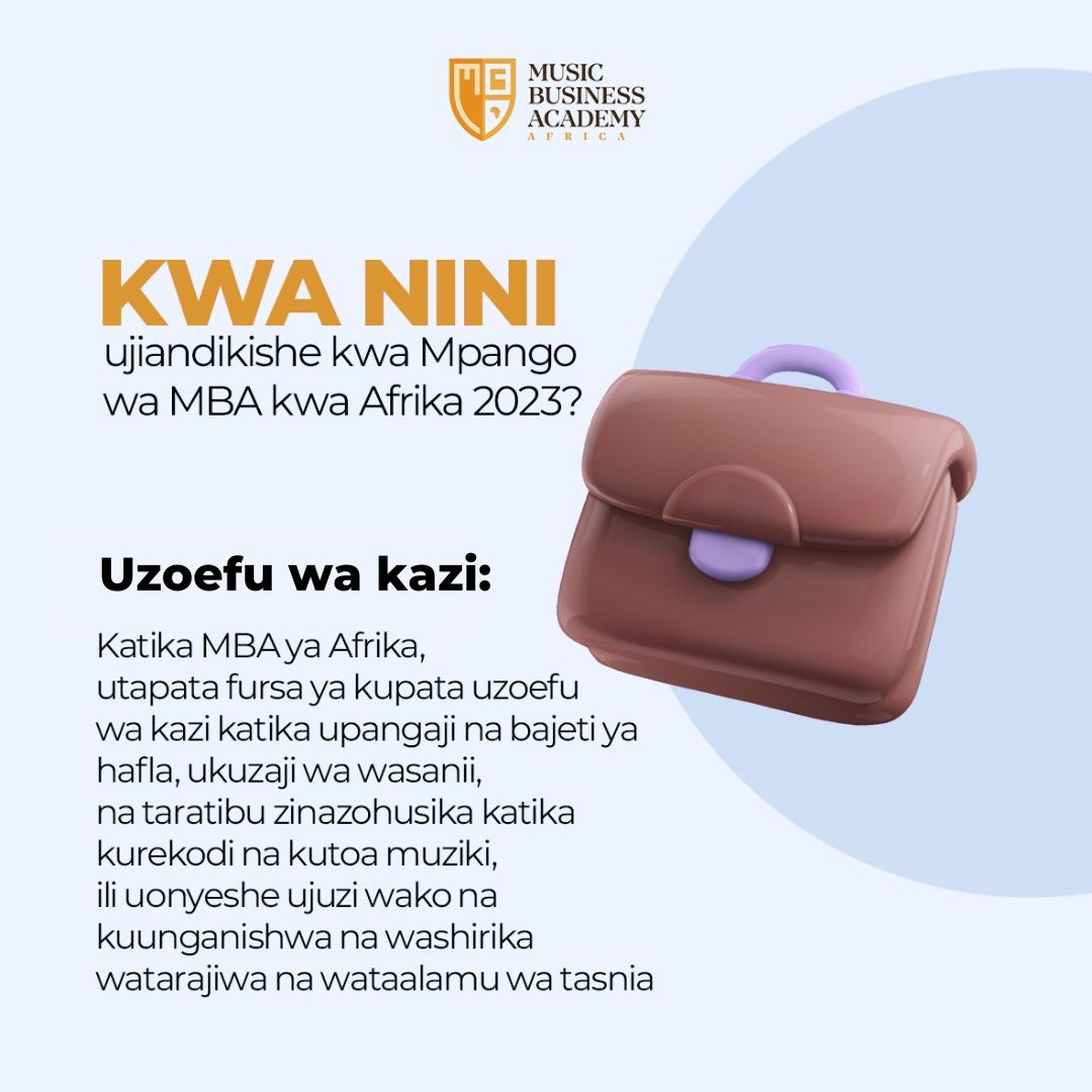 cbaforafrica's tweet photo. Kama sehemu ya mpango wa #MBAForAfrica, moja ya mambo tunayokupa ni uzoefu wa kazi katika kila sehemu ya tasnia ya muziki. Wanafunzi wana fursa ya kujifunza na kufanya mazoezi katika programu na #MBATalentProject
Tembelea https://t.co/wD3wti7idg kujiandikisha sasa! https://t.co/dfVe3W9cHV