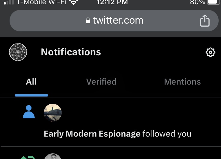 YaleEarlyModern's tweet photo. not very good spywork for @EarlyEspionage to follow us so openly 

(cool tho) https://t.co/qYhMGimwjL