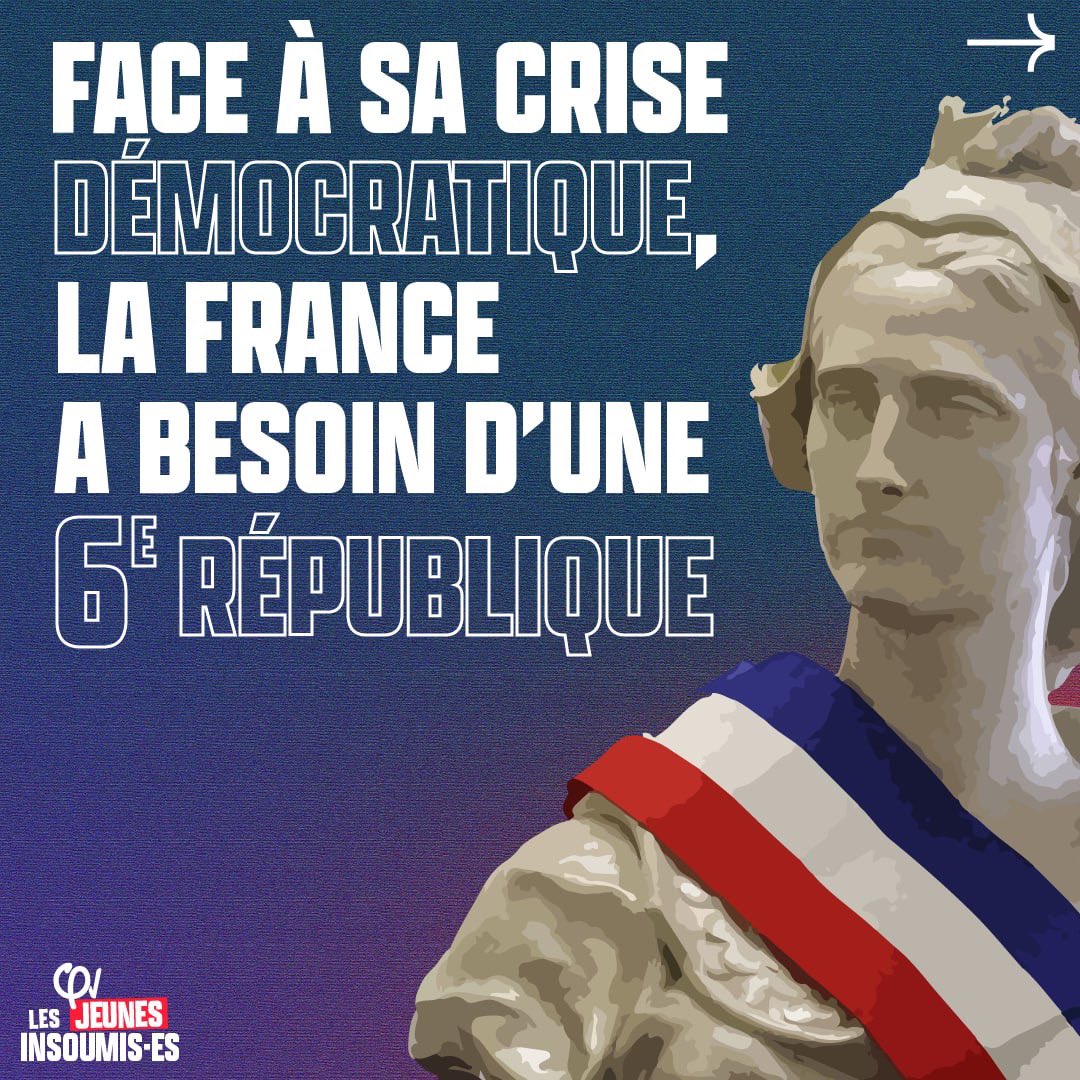 [THREAD] La France est dans une crise démocratique.

Ce que les précédents quinquennats ont révélé, celui de Macron et sa #ReformeDesRetraites l’a exacerbé.

La Constitution de la Ve République est à bout de souffle, l’heure est venue pour la #6emeRepublique ! (1/5)
