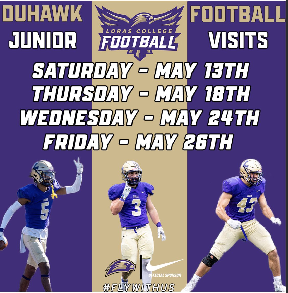 Thank you <a href="/FootballCoachO/">Coach Jake Olsen</a> and Loras Football for the invite! #DuHawks