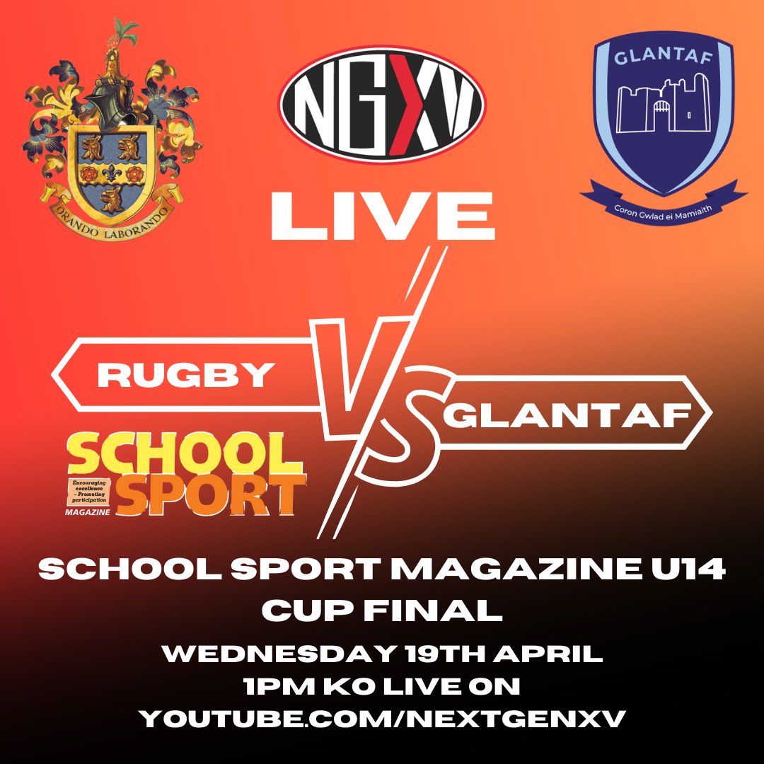 Next_Gen_Live's tweet photo. School Rugby: School Sport Magazine U14 Cup Final | Rugby v Glantaf

A look ahead to tomorrow’s @schoolsportmag U14 Cup final at The Close at @RugbySchool1567 - @Rugby_Sch_sport v @GlantafXV 

Excited to be live streaming it too!

1pm KO!

https://t.co/0VMVshtQoT

@Ysgol_Glantaf https://t.co/9yfO7EmdYv