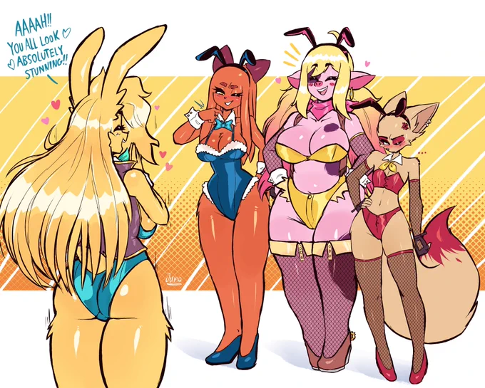 Katie made some custom bunny suits for some of her friends 