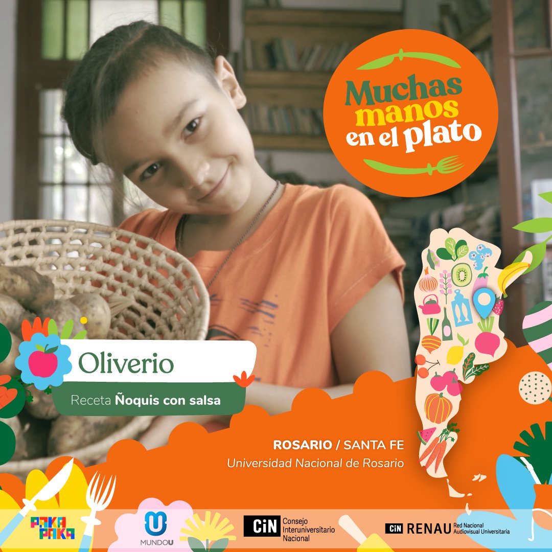 🤩🥘📺¡ESTRENO! ¿Están listos para poner #MuchasManosEnElPlato? Oliverio, desde #Rosario, cocina ñoquis con salsa en <a href="/CanalPakapaka/">Pakapaka</a> <a href="/MundoU_ok/">Plataforma MundoU</a> <a href="/webrenau/">RENAU</a> <a href="/CINoficial/">CIN</a> <a href="/UNRoficial/">UNR</a>
Viernes 21/4 a las 12:45h. Repite el lunes 24/4 a las 20:30h.

#ComidasTípicas #Recetas #Serie #Estreno