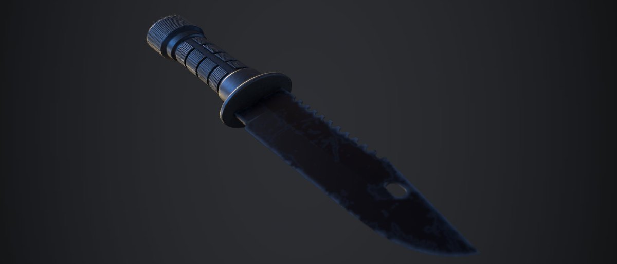 I recently finished modeling and texturing a combat knife. I don't know if it took 2 or 1 hours because I didn't keep track of the time.🙂👍