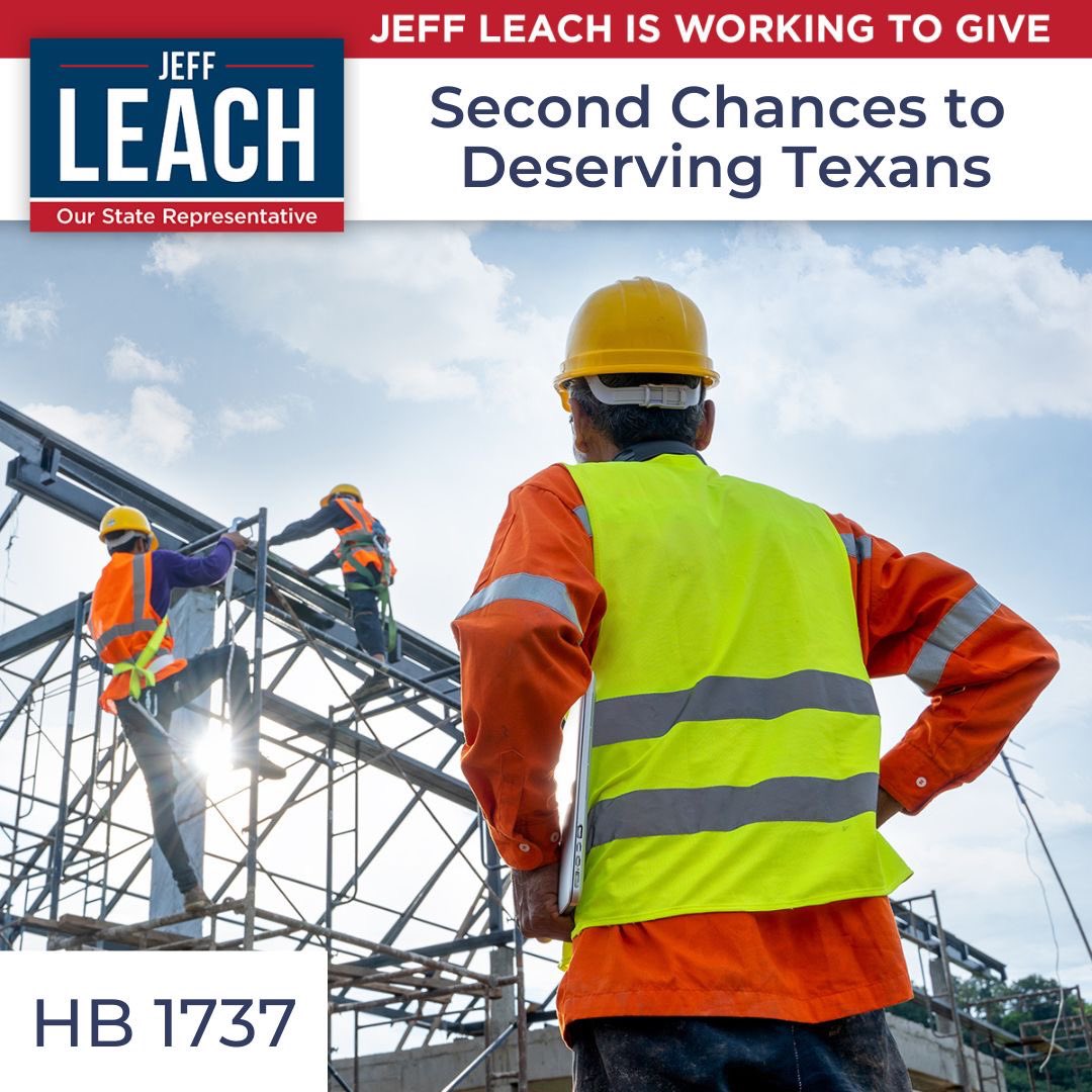 leachfortexas's tweet photo. FLOOR ALERT: HB 1737 will provide second-chances for deserving Texans. Those who have paid their debt to society &amp; successfully completed their sentences for non-violent misdemeanors should be able to earn a living, chart a new path, &amp; benefit all of us in the process. #txlege https://t.co/i4eaqimY0B