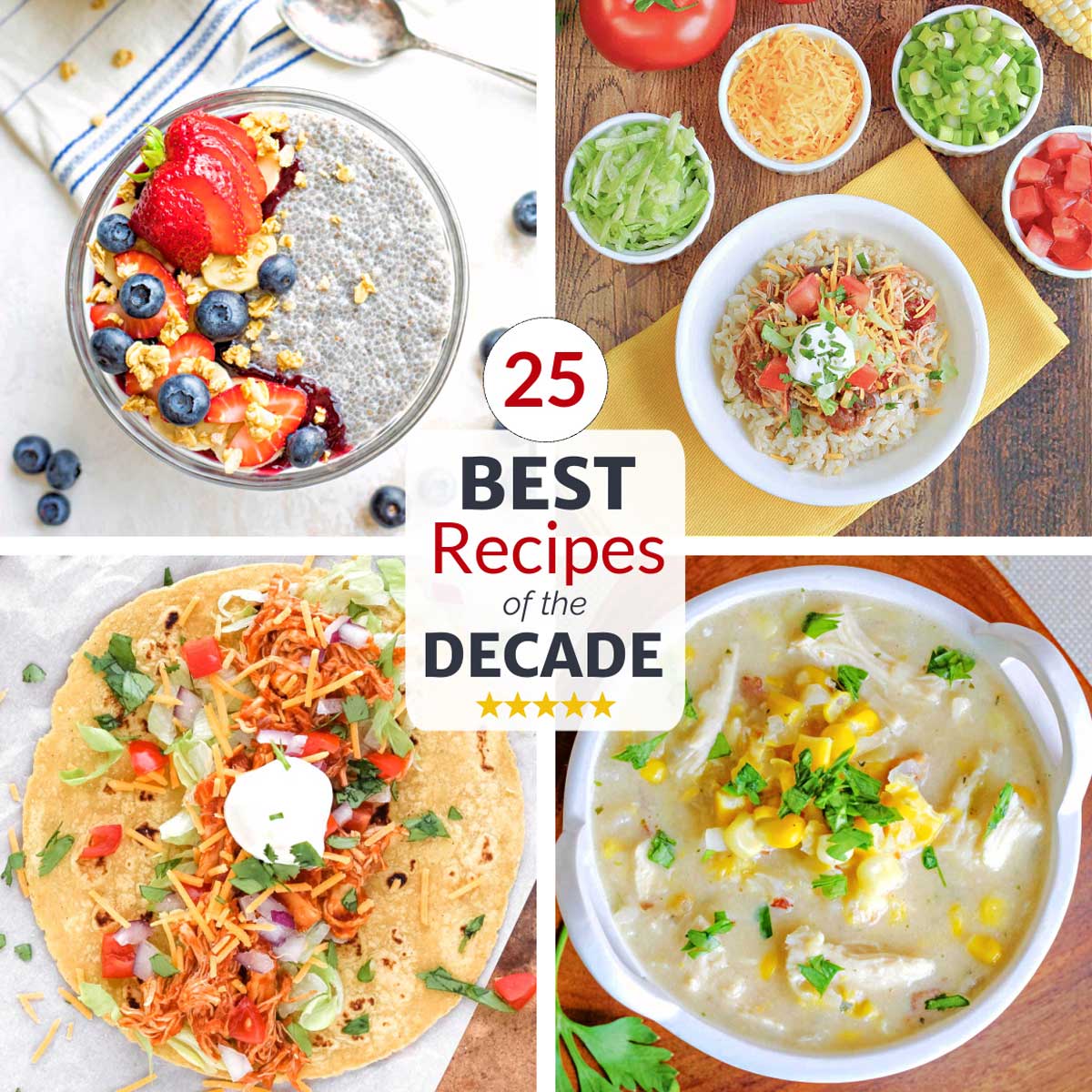 The most popular, very best recipes from an entire decade! They’re all easy, healthy enough that you can feel great making them for those you love, and of course … DELICIOUS! Don't miss the chance to discover some new favorite recipes!