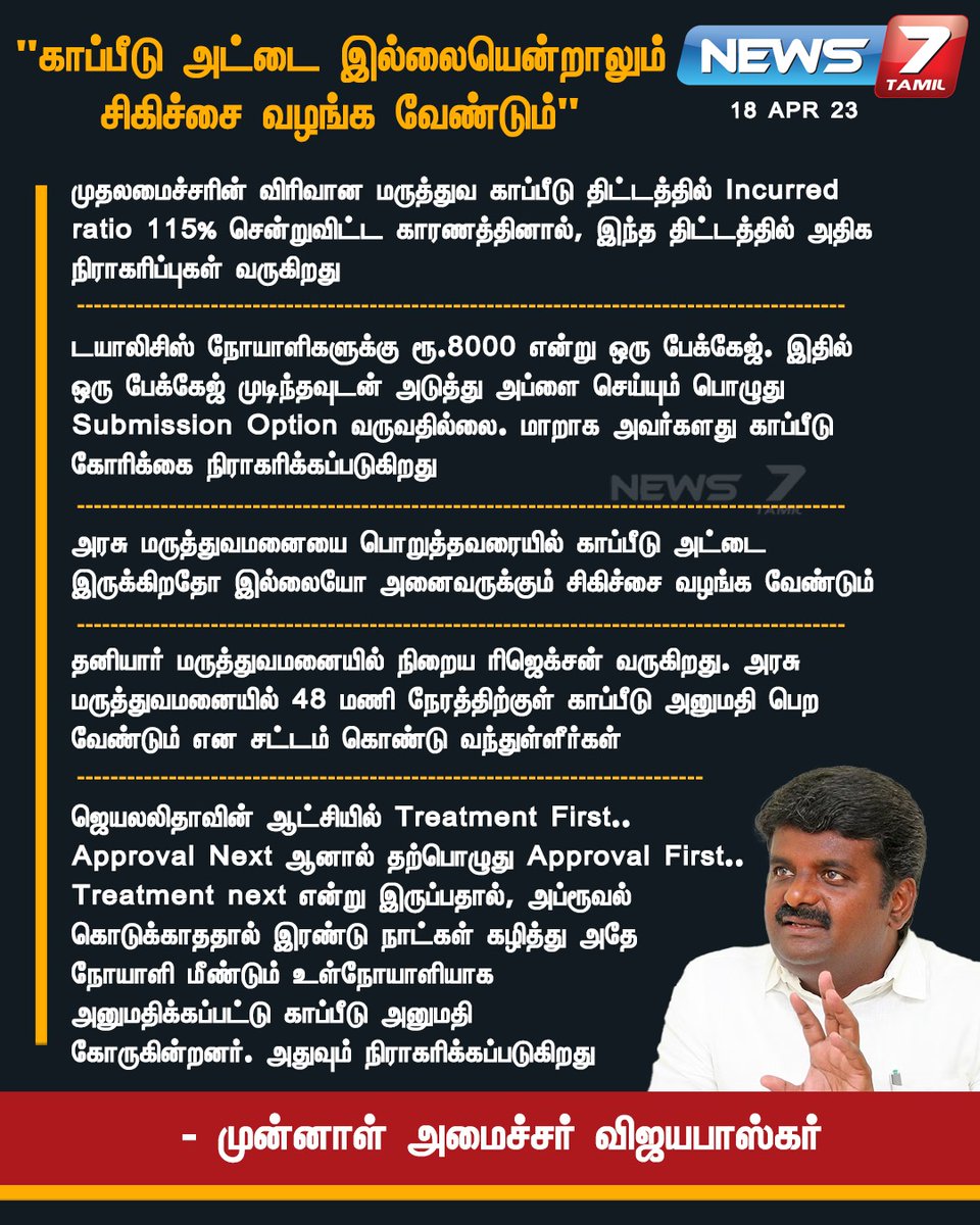 admk_selva_'s tweet photo. காப்பீடு அட்டை இல்லையென்றாலும் சிகிச்சை வழங்க வேண்டும்.- #முன்னாள்அமைச்சர்_C_விஜயபாஸ்கர் அவர்கள். https://t.co/uTw2zFQgba