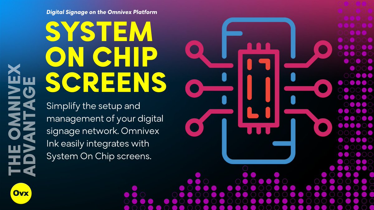 CDN_Devlin's tweet image. Simplify the setup and management of your #digitalsignage network. Omnivex Ink easily integrates with System On Chip screens. 👉 Learn more omnivex.com #systemonchip #screens