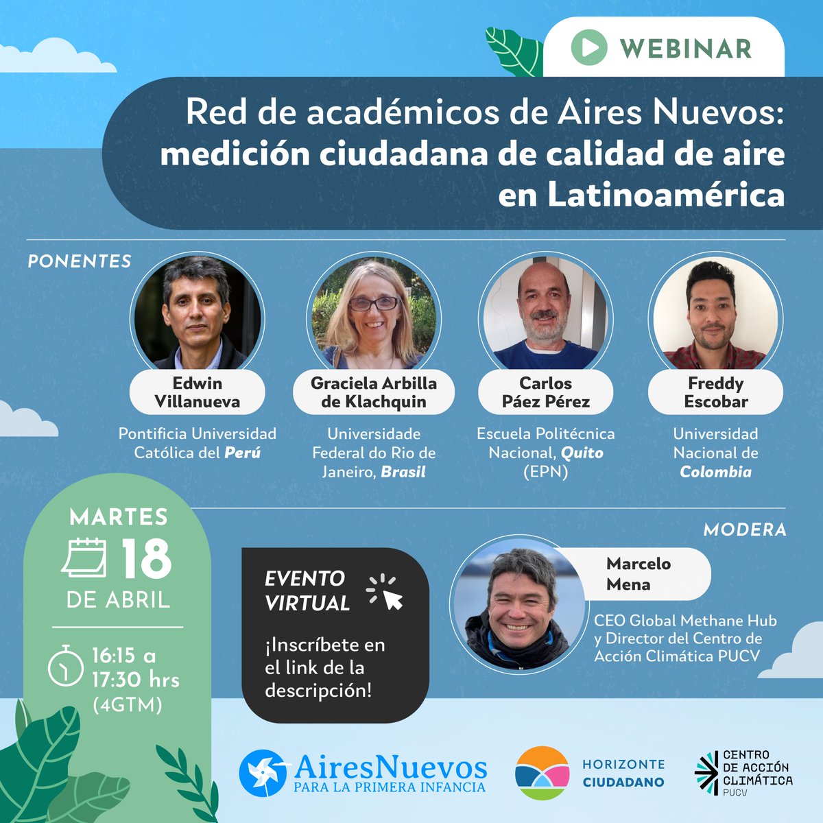 Cordialmente invitados a participar en este conversatorio sobre la calidad del aire en la región <a href="/pairesnuevos/">Aires Nuevos para la Primera Infancia</a>. Hoy martes, 15h15 (hora Ecuador). Inscripciones en: us02web.zoom.us/meeting/regist…