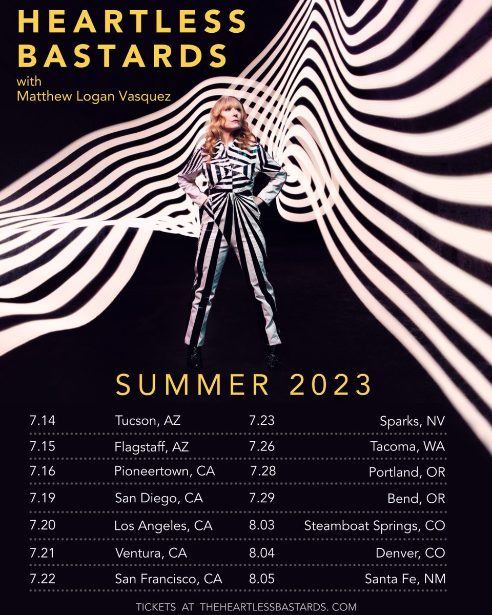 Heartless Bastards (@heartlessbstrds) on Twitter photo We’re heading west this summer and we’re bringing <a href="/mlvsolicitor/">MatthewLoganVasquez</a> with us! For first access to tickets, sign up to receive the password before the presale starts tomorrow (4/19): theheartlessbastards.com/tour 🤍 We’re heading west this summer and we’re bringing <a href="/mlvsolicitor/">MatthewLoganVasquez</a> with us! For first access to tickets, sign up to receive the password before the presale starts tomorrow (4/19): theheartlessbastards.com/tour 🤍
