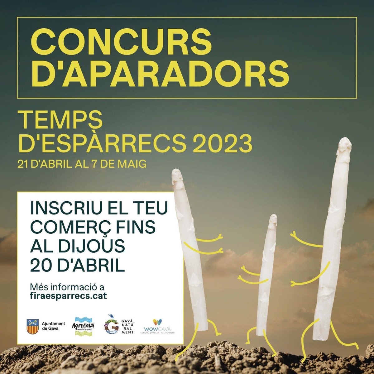 ⭐🌾👀 Tens un comerç a Gavà❓ 

Aquest dijous ÚLTIM DIA per inscriure'l al concurs d'aparadors de la Fira d'Espàrrecs!

Mira els premis que pots guanyar! 👇