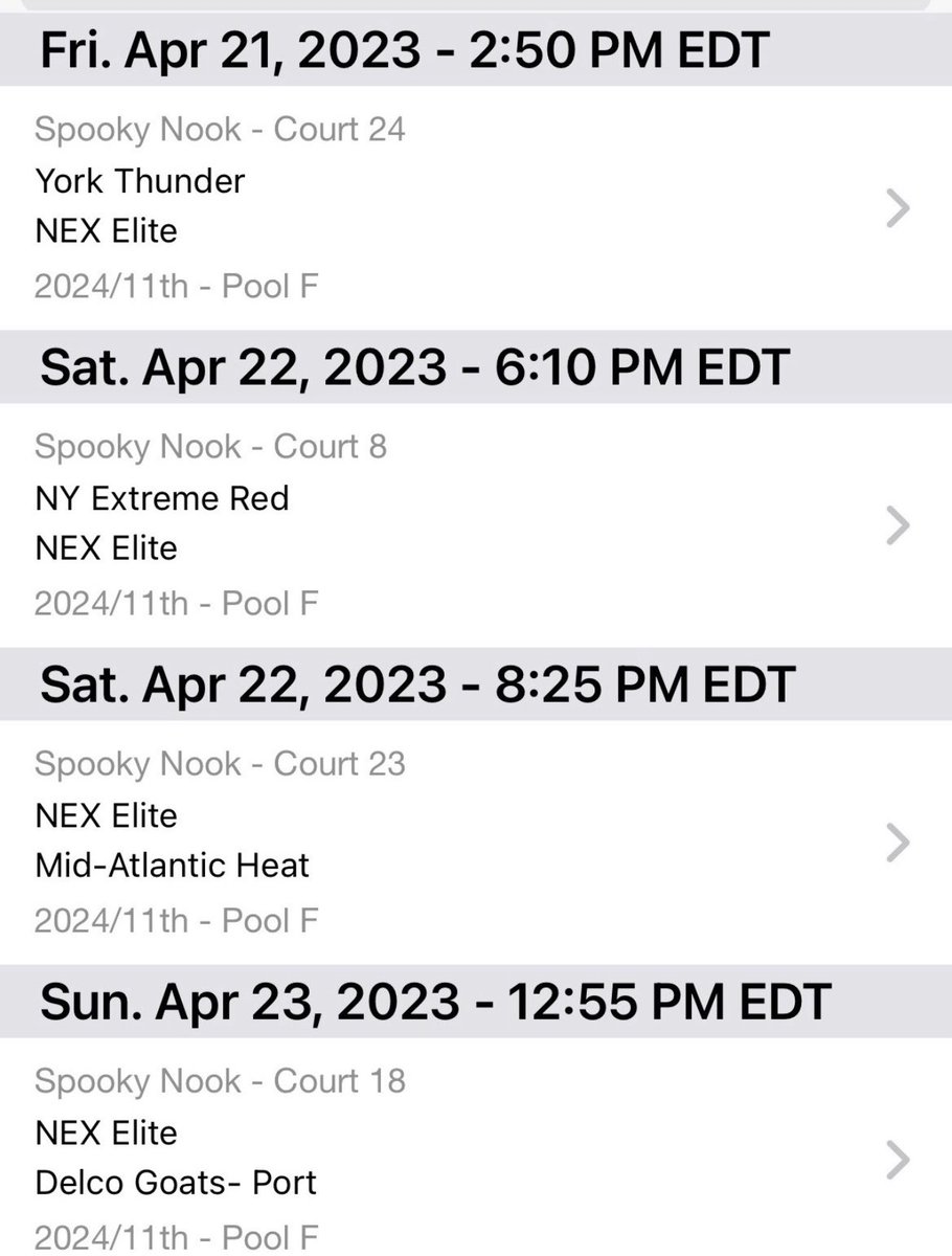 Here is my Schedule for this weekend at Spooky Nook sports!! Can’t wait to get back on the court! <a href="/NEX_Russell/">New England Exposure</a> <a href="/james_reen/">James Reen</a>