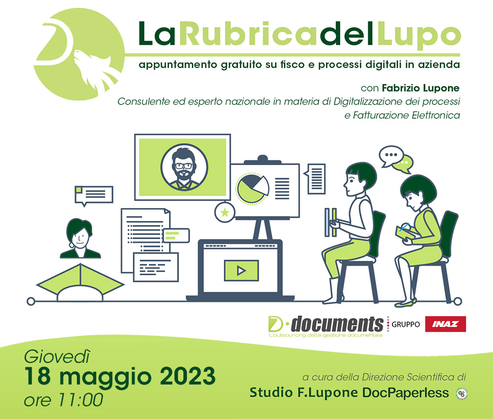 ddocumentssrl's tweet photo. ‼️Ritorna #RubricaLupo con @DocPaperless
 
La serie di webinar gratuiti su normative #digitale e innovazione in azienda, con tante news e focus sulla #fattura elettronica #europea
 
 Iscriviti ora
 📌Giovedì 18 maggio ore 11:00
https://t.co/6QJrnSxP7n
·👆

 Slide in pdf incluse https://t.co/Vr1NdlVs6y