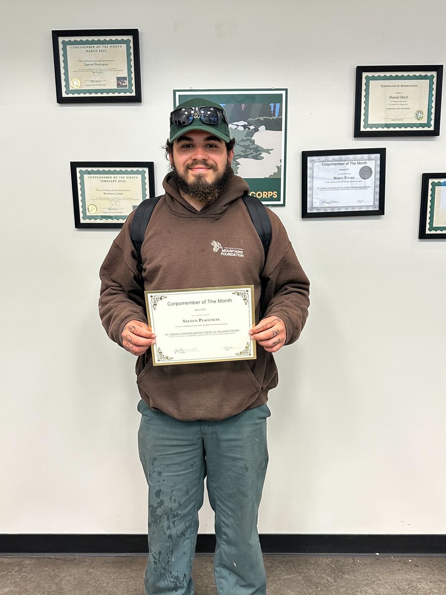WeLoveStewards's tweet photo. Give a round of applause for Steven Placencia, our April Urban Conservation Corps member of the month at the San Bernardino facility!! Thank you to Steven and all of our Corpsmembers for the work you do!!
#corpswork #localcorpstrength #uccscmf #mylocalcorps #ucc https://t.co/AE9RGsmwoe