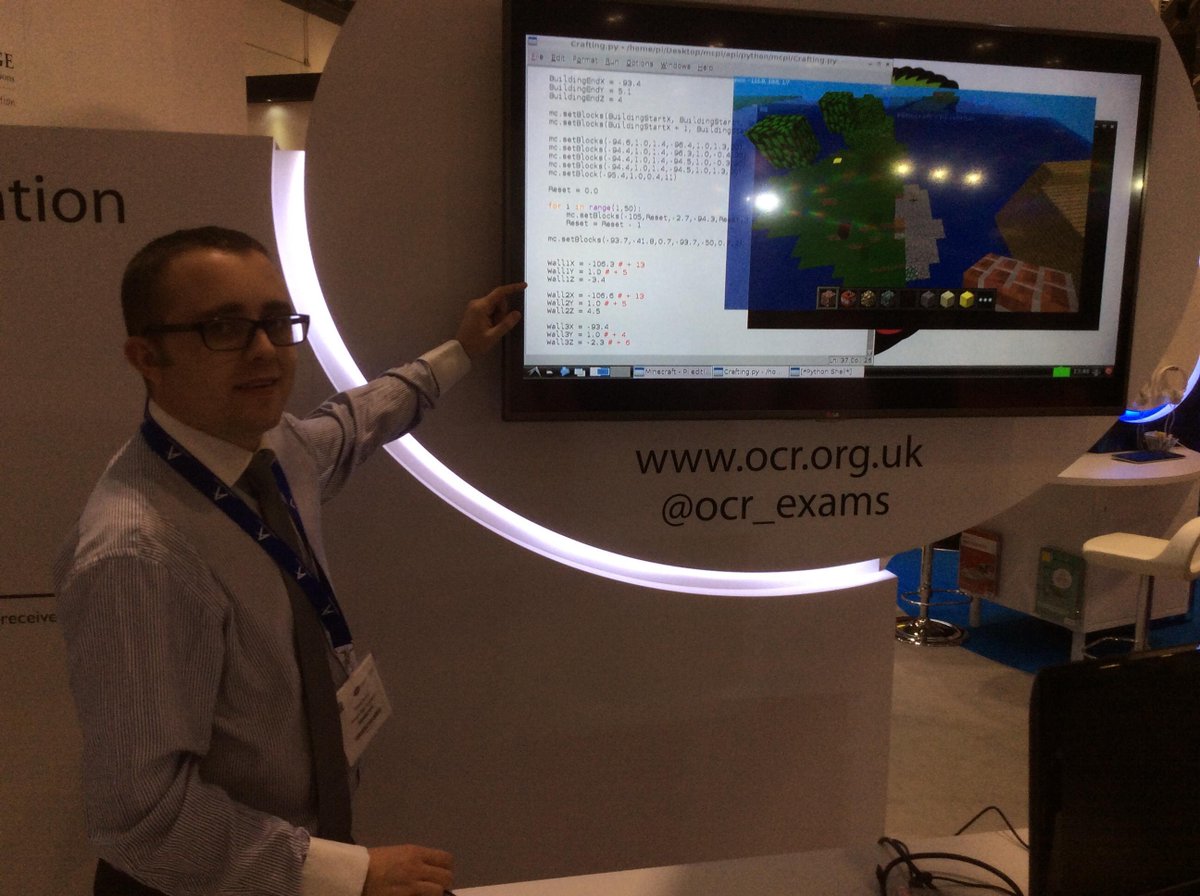 MrDBruce's tweet photo. The good old days of when I presented at the BETT show on how to use Python and Minecraft to teach programming. 7 years has flown by! https://t.co/07W8eRN59h