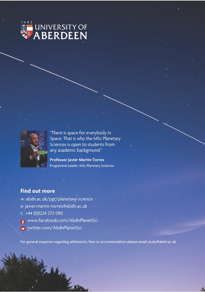 izraellite's tweet photo. If you are excited about space and planetary sciences, join our MSc Planetary Sciences programme @aberdeenuni !
Our MSc is open to students from any academic background. https://t.co/0aDIb5wsvn