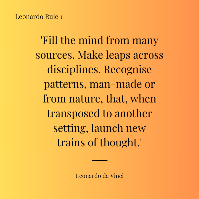 albertread's tweet photo. Leonardo da Vinci's 7 rules for the imagination...
The Imagination Muscle - available for order at the link in the bio.
#theimaginationmuscle #goodideas #newbook #creativity #imagination #ideas #imagine #talktostrangers #spacesinbetween #imaginethefuture
โBuoyant, beautifully distilled...Consistently entertaining.โ โ The Times
โBeautiful, moving, profoundly imaginative in itself โ as entertaining as it is relevant and practical.โ Alain de Botton