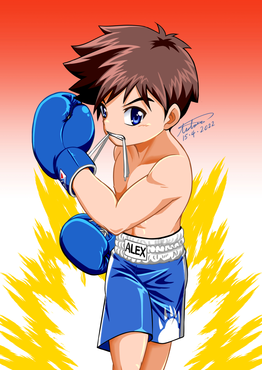 BlueEdgeBoxing's tweet photo. A wonderful dramatic artwork piece drawn by a friend of mine.

With a determined expression on his face, Alex laces up his gloves, as he prepares to head into battle!

Requested Artwork by @Tsubasa_Hayate 
#BlueEdge https://t.co/y1fTKNa8rZ