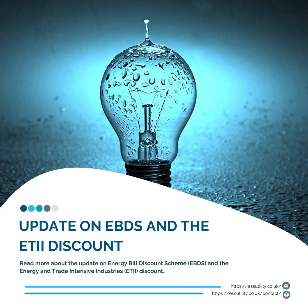 ESSUtility's tweet photo. EBDS is set to come into force from 26 April 2023, with new details about the Energy and Trade Intensive Industries (ETII) discount. The application portal is expected to open in the coming weeks where the government will determine eligibility.

Read more: https://t.co/8dXqU8Go0e https://t.co/GbhdmEAyQb