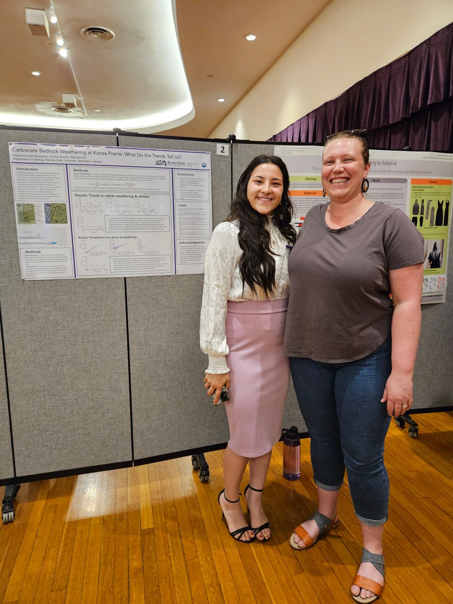 K-State Geology (@kstategeology) on Twitter photo We stopped by <a href="/ksuOURCI/">KSU OURCI DSP</a> #DevelopingScholars Symposium to see #KStateGeology undergrad Eresay Alcantar-Velasquez present her research on carbonate bedrock weathering at Konza Prairie with <a href="/microbialmatt/">Matthew Kirk</a> & grad student Christa Anhold
Needless to say, she was in her element 💧🤘😎 We stopped by <a href="/ksuOURCI/">KSU OURCI DSP</a> #DevelopingScholars Symposium to see #KStateGeology undergrad Eresay Alcantar-Velasquez present her research on carbonate bedrock weathering at Konza Prairie with <a href="/microbialmatt/">Matthew Kirk</a> & grad student Christa Anhold
Needless to say, she was in her element 💧🤘😎