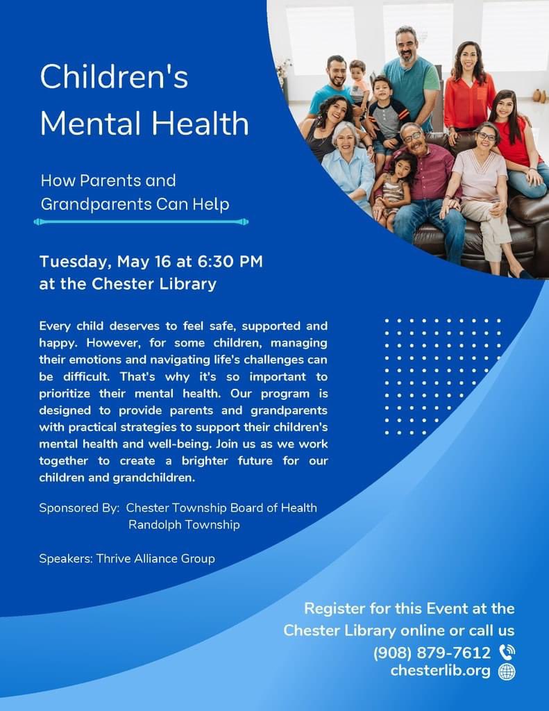ChesterPto's tweet photo. The Chester PTO has teamed up with the Chester Twp Board of Health to bring mental health awareness and education to the community’s children and their families.  The partnership plans to provide ongoing programs to make a difference in our children’s mental well-being. https://t.co/j0xRZVgHxT