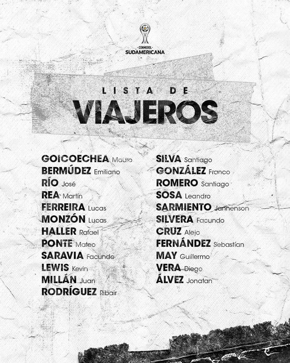 DanubioFC's tweet photo. 🛫 𝐋𝐢𝐬𝐭𝐚 𝐝𝐞 𝐯𝐢𝐚𝐣𝐞𝐫𝐨𝐬

🏆 CONMEBOL @Sudamericana 

#LaUniversidad🎓 https://t.co/wkg86TkPd9