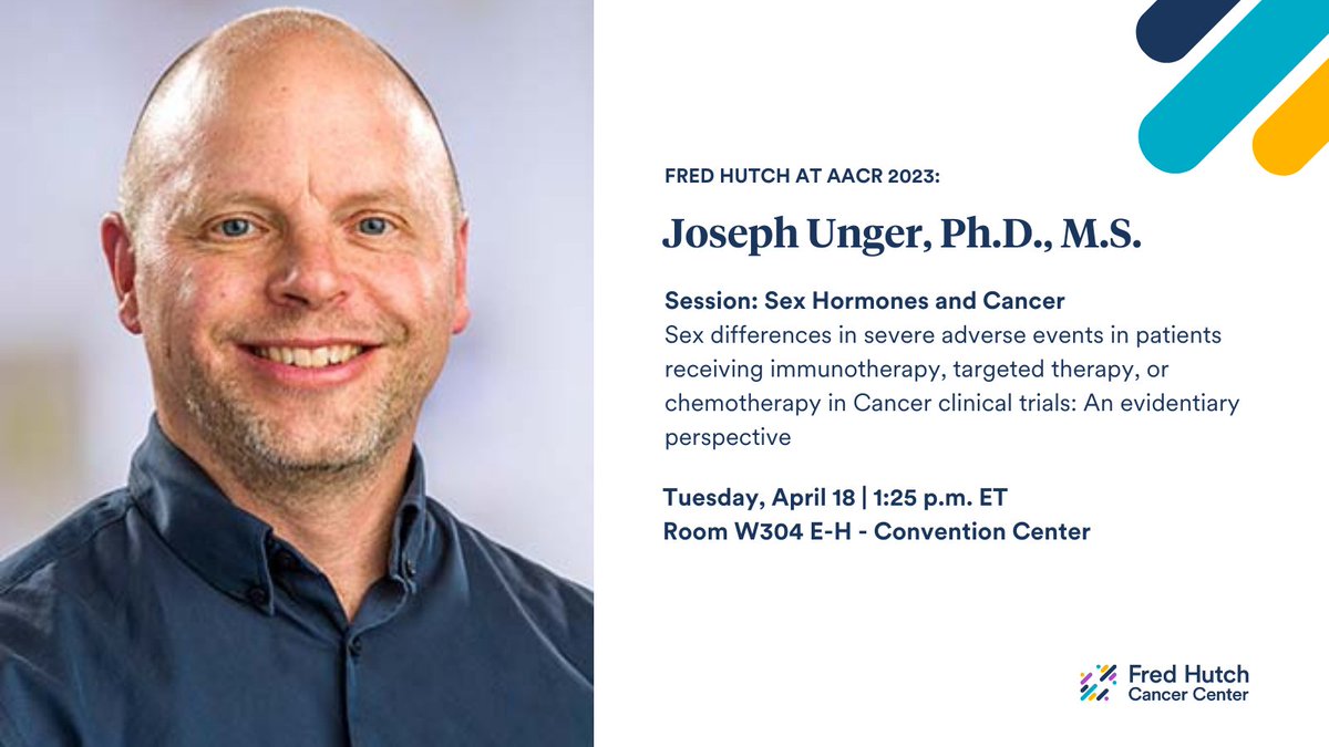 Catch Fred Hutch's @DrJoeUnger present 'Sex differences in severe adverse events in patients receiving immunotherapy, targeted therapy, or chemotherapy in Cancer clinical trials: An evidentiary perspective' at #AACR23. See more highlights: bit.ly/41nfRLY @SWOG