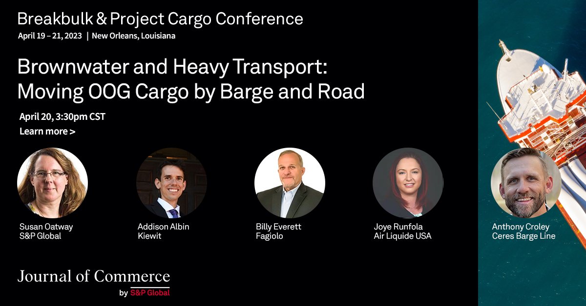 JOC_Events's tweet photo. #Breakbulk23 explores the challenges shippers and forwarders face when shipping out-of-gauge cargoes on US inland waterways. Learn more: https://t.co/bsTatvQtu2 https://t.co/WOsv72neMk