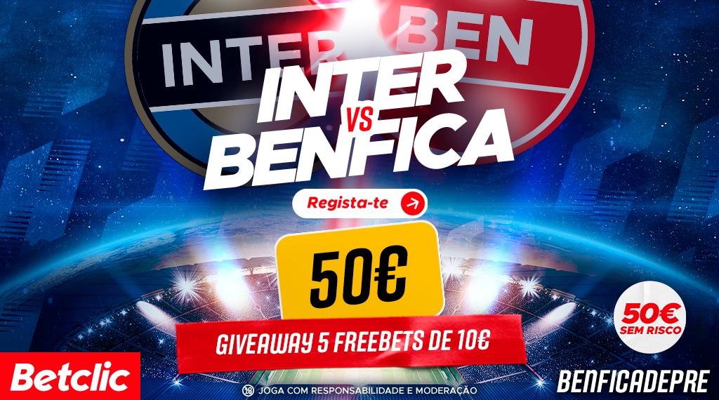 🚨 Alerta GIVEAWAY 🚨

GANHA 5 freebets de 10€!

Para participar:
- Segue <a href="/SLBenficaDepre/">Benfica da Depressão 🦅</a> e <a href="/BetclicPortugal/">Betclic Portugal 🔞</a>
- Like e RT
- Comenta username Betclic e identifica um amigo

Sorteio termina amanhã às 17h e as freebets serão creditadas ainda antes do jogo.

Boa sorte! 🍀