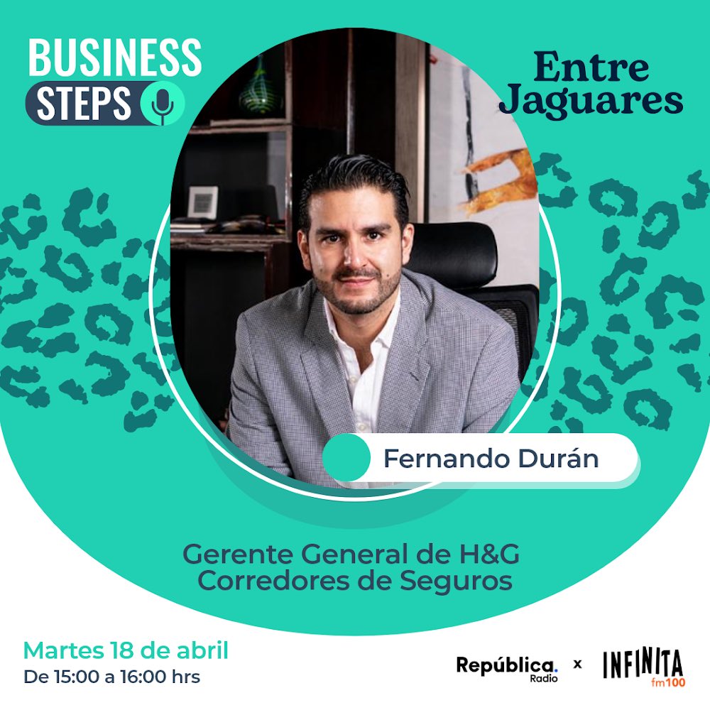 radio_infinita's tweet image. Hoy en #BusinessSteps con Walter Martínez, tendremos una entrevista con Fernando Durán, Gerente General de H&amp;amp;G Corredores de Seguros. 

De 15:00 a 16:00 horas, sólo en @republicagt por Infinita 100 FM 📻
