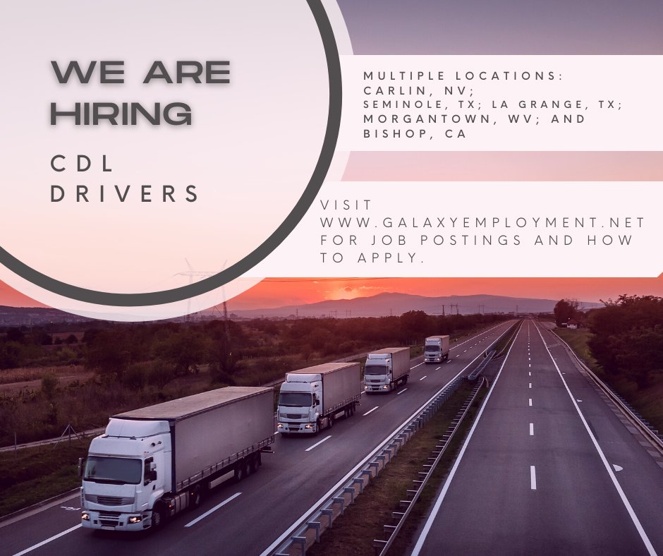 GalaxyHR_Andrea's tweet image. Apply today!! #cdldrivers #nowhiring #virtualinterviews #jobseekers #CDL2023