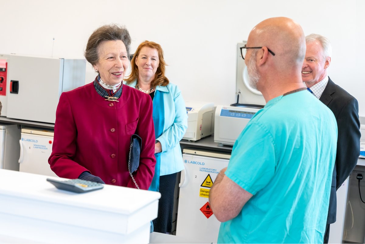 Her Royal Highness The Princess Royal meeting Professor Steve Leslie, Consultant Cardiologist at NHS Highland, at our new Life Sciences Innovation Centre in Inverness