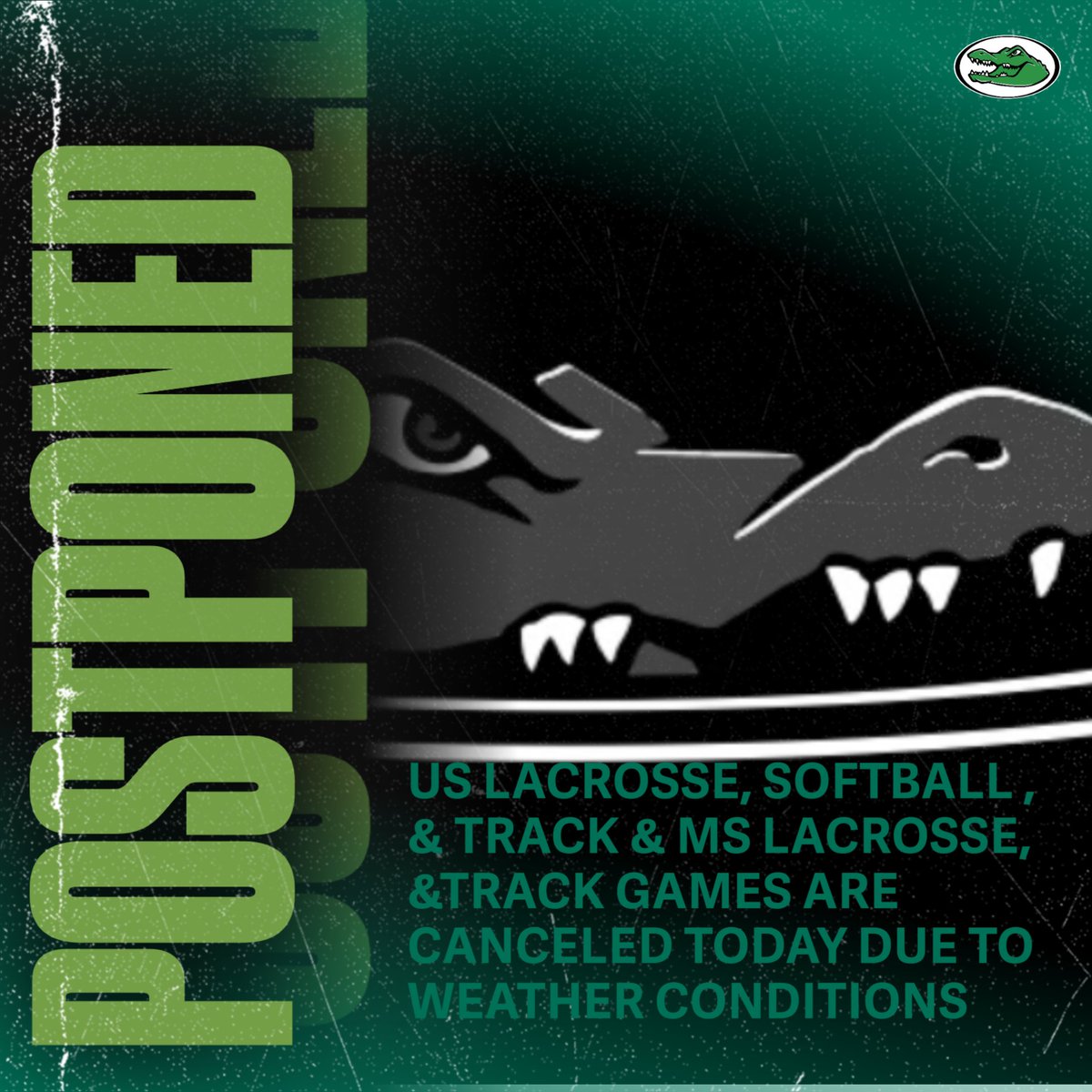 All US athletic events and MS lacrosse and track events are canceled for today. Coaches have communicated practice details to the teams.